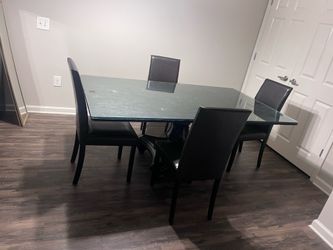 Black Dining table set with glass top