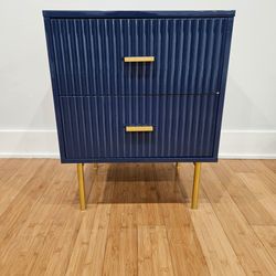 Navy blue fluted nightstand