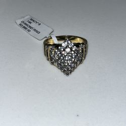 14K Solid Gold Diamond Cluster Ring – 1.00ct VS2 Lab Diamonds – Size 6.5