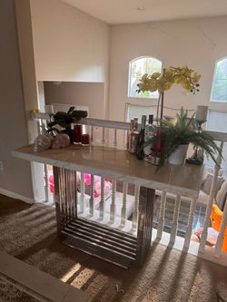 Glam Modern Marble-Top Console Table