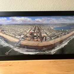 Pacific Beach Panoramic Wall Art – Crystal Pier + Mission Bay (Framed)