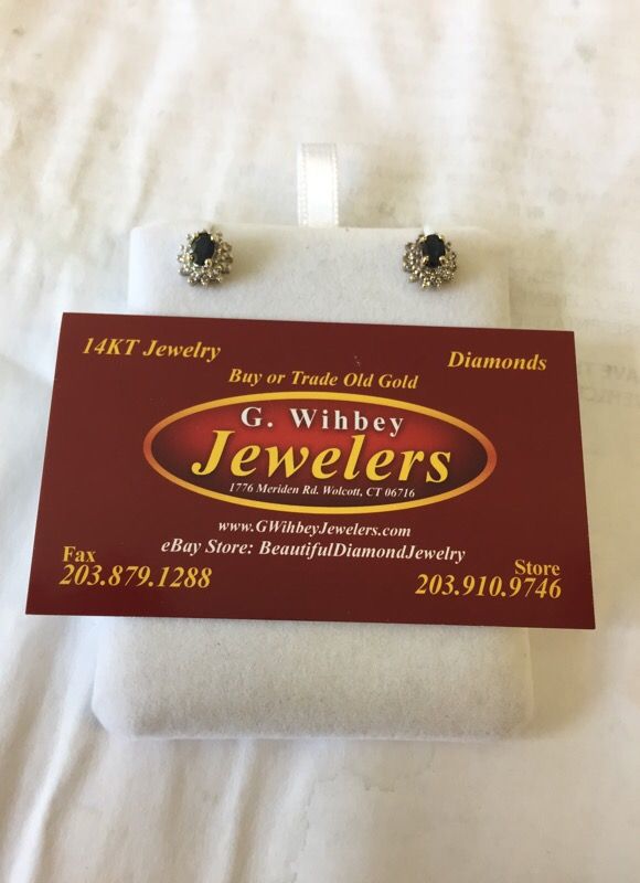 14 Kt real gold, genuine diamonds & sapphire ears