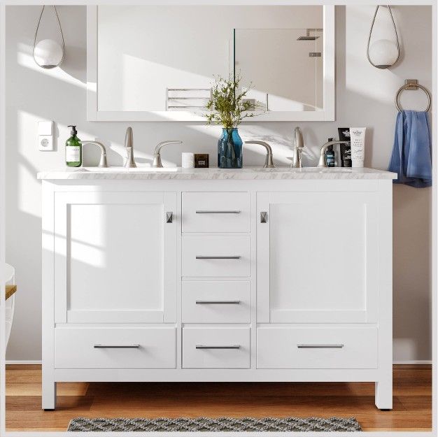 Eviva Aberdeen White 48" x 22" Bathroom Vanity Double Sink Bathroom Vanity showroom clearance