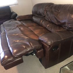 Big Brown Leather Recliner Couch