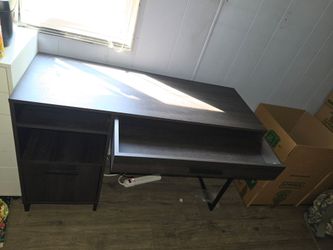Dark Brown Wood Desk with Storage
