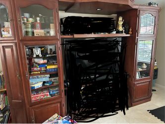 Large Solid Wood Entertainment Center & Display Wall Unit
