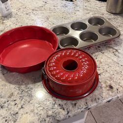 Set Of Red Baking Pans