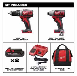 Driver/Impact Driver Combo Kit (2- Tool) W/ Two 1.5Ah Batteries, Charger Tool Bag