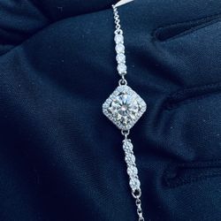New Moissanite 10H10A Bracelet 1CT 18K White Gold Plated Sterling Silver