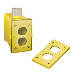 Hubbell HBLPOB1DY PORTABLE OUTLET BOX w/DUP, YELLOW PLATE