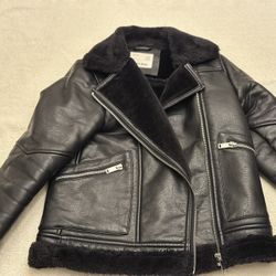 Zara Girls Size 8 Faux Leather Jacket