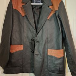 Mens Saxifon Black Brown Western Jacket Genuine Leather New, No Tags. Size S