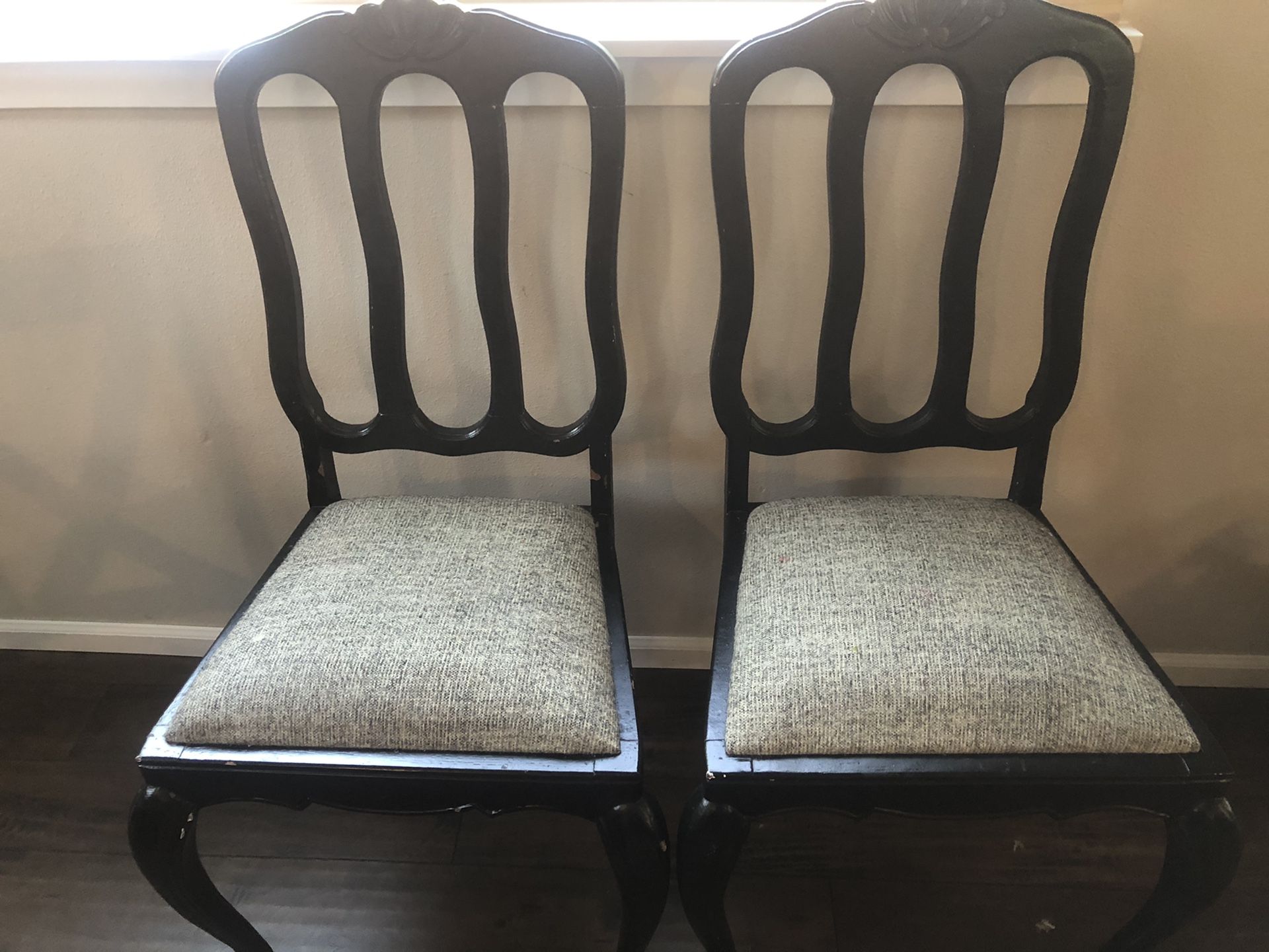 Two Sturdy Antique Dining Chairs