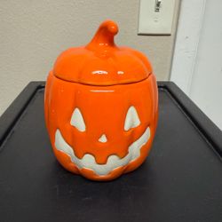 Ceramic Jack-O-Lantern Cookie Jar with Lid