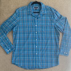 CLUB ROOM LONG SLEEVE PLAID SHIRT SIZE MEDIUM