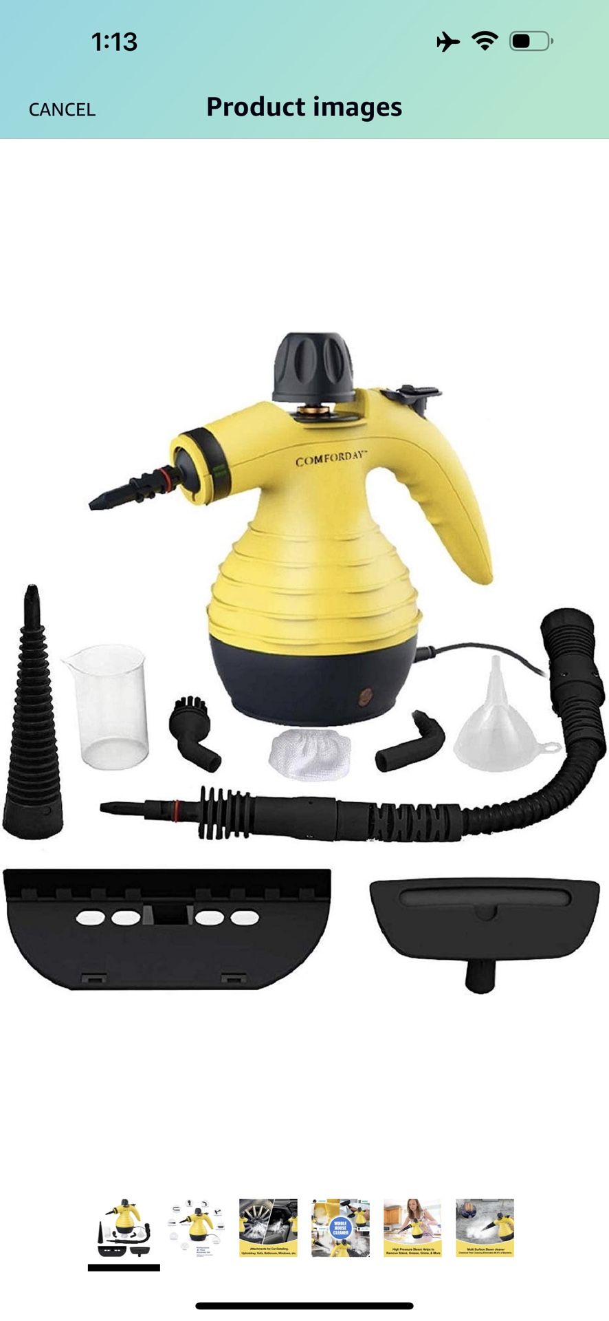 Comforday Multi-Purpose Handheld Pressurized Steam Cleaner with 9-Piece Accessories, Perfect for Stain Removal, Curtains, Car Seats, Floor, Window Cle