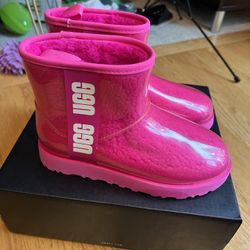Ugg logo mini hot pink boots women's size 6