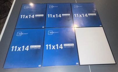 6 Mainstays 11x14 Black Front-Loading Picture Frames – New