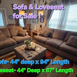 Comfortable Taupe Colored Sofa And Loveseat 