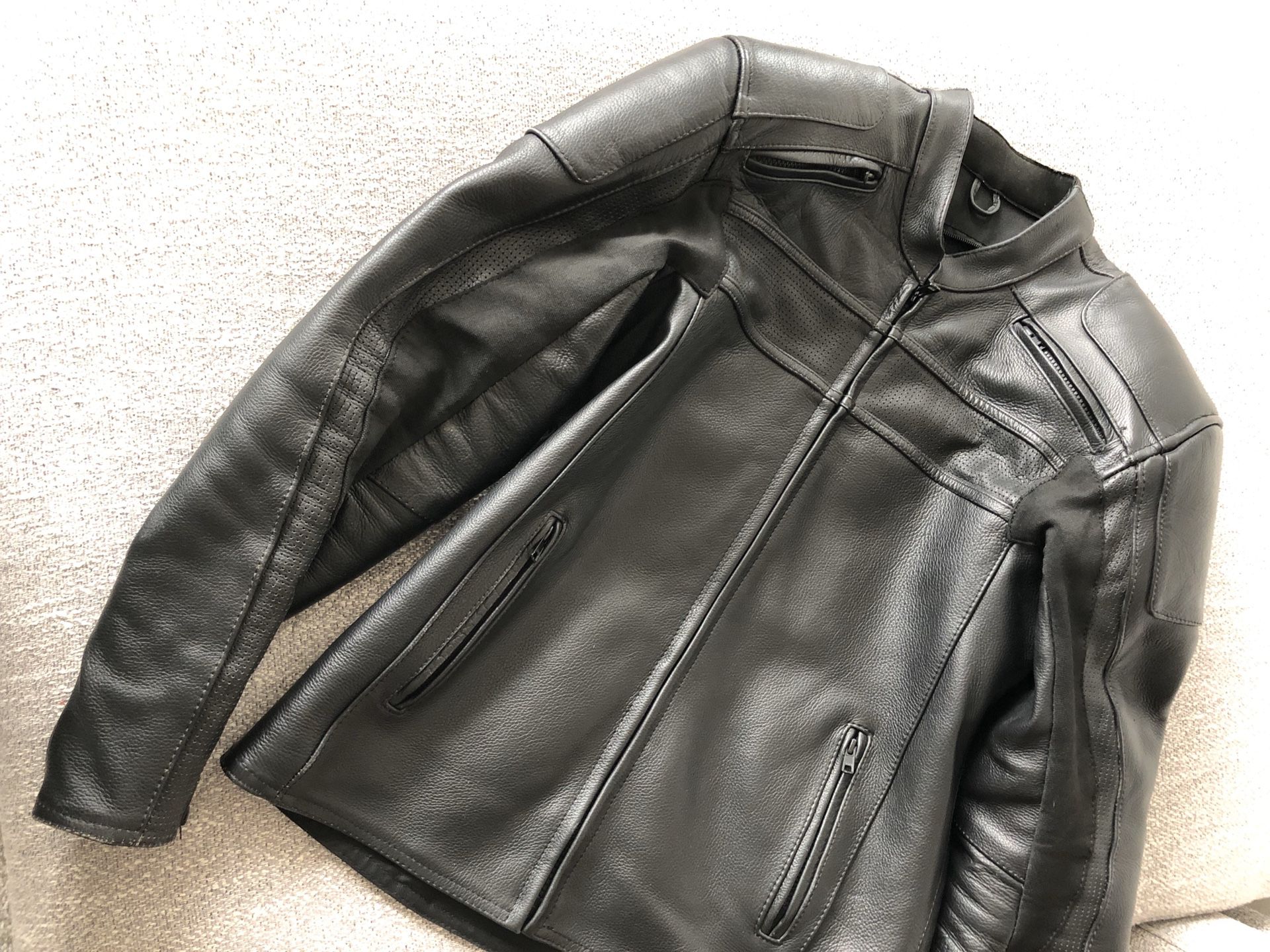 Men’s Leather Motorcycle Riding Jacket Size 40
