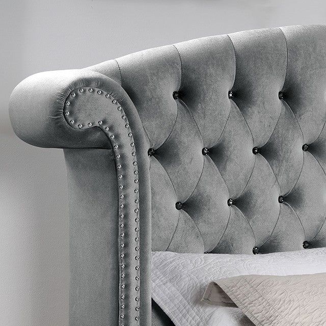 Gray Velvet Wingback Design Bed Home & Garden