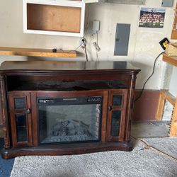 Wood TV Stand with Fireplace