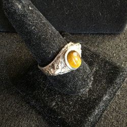 Chunky Tigers Eye Sterling Ring