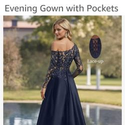 Beautiful Navy 1 Shouldar Gown  Size 12