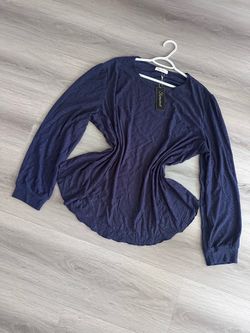 Fantaslook 3XL Navy Blue Eyelet Long Sleeve Top – NWT