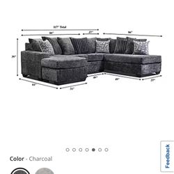 Sonoma 3 Piece Chenille Sofa Chaise U-shaped Sectional 