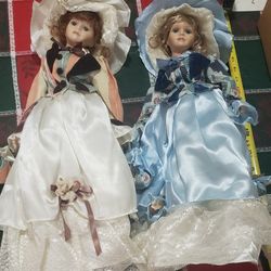 2 porcelain doll bundle blonde & red head