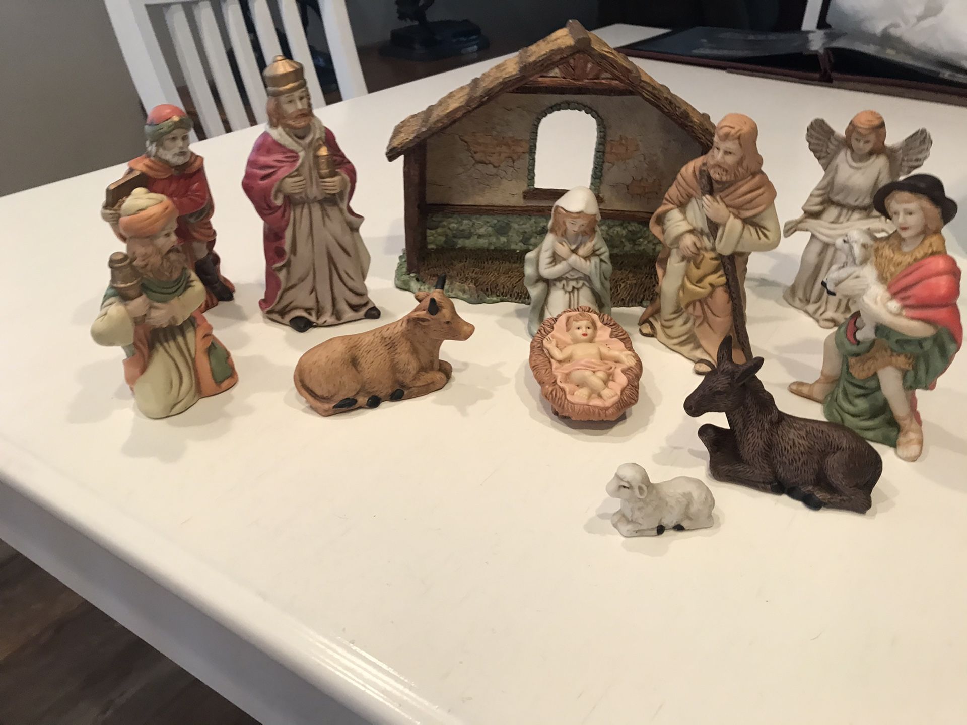 Porcelain Nativity Scene with manger