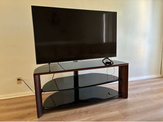 Leather sectional, smart tv & tv stand