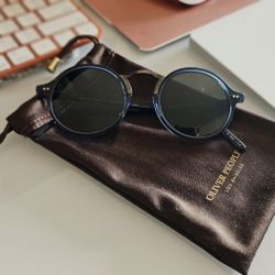 OLIVER PEOPLES KOSA ROUND BLUE POLARIZED GLASS SUNGLASSES