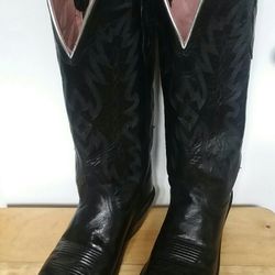 Old West Womens Black Cowboy Boots-Size 8 1/2