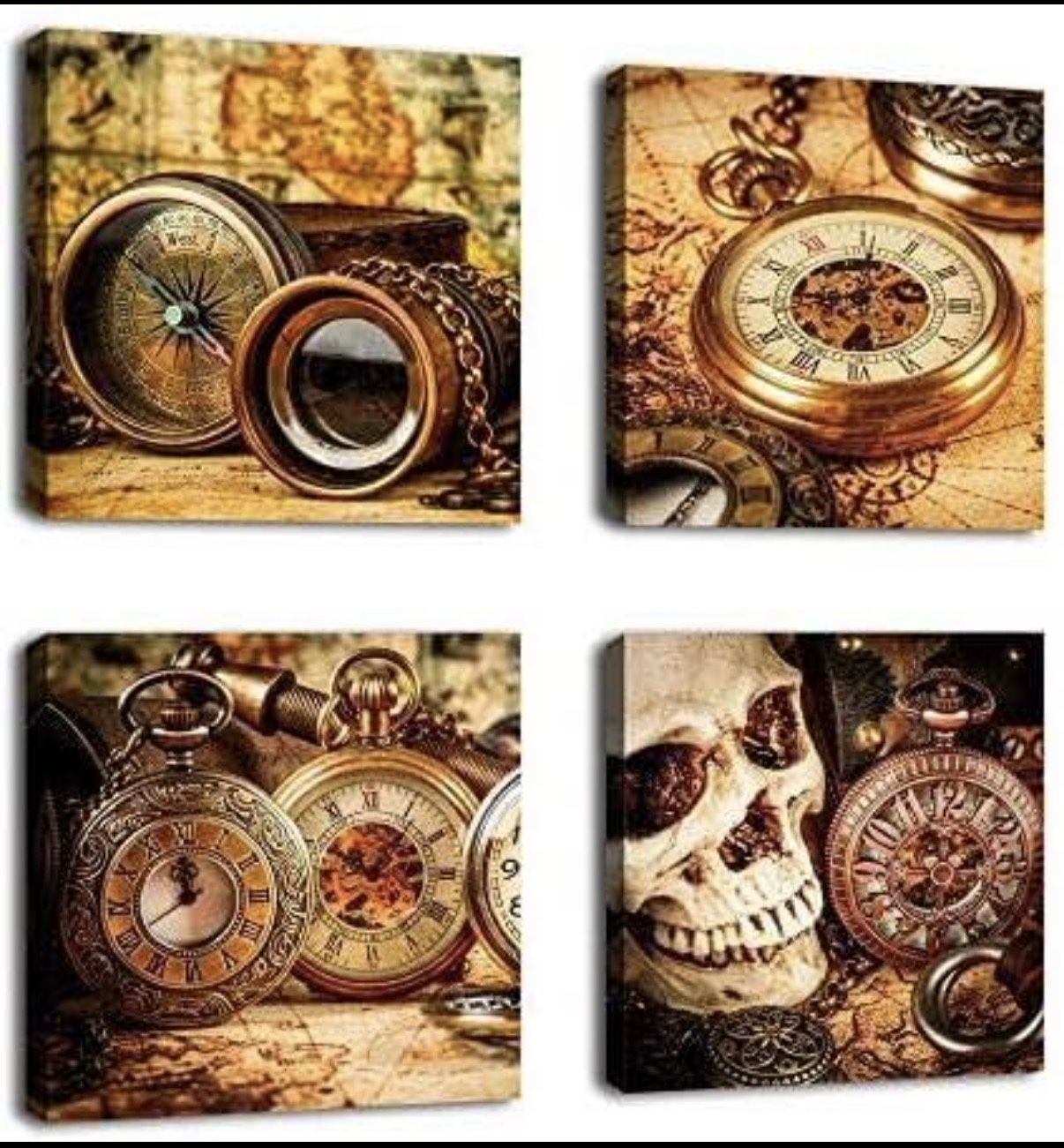 NEW! Vintage Wall Art Marine Theme Canvas Picture Prints Navigational Exploration Framed Ready to Ha