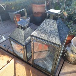 Galvanized Metal House/ Lantern/Candle/or Plant Holders.