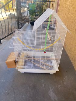 Large White Bird Cage with Accessories