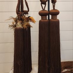11 Luxury Curtain Tiebacks/Tassels – Hemispheres – Brown & Rhinestone