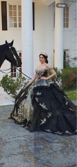 Quince dress size small black and gold ariana vara princesa