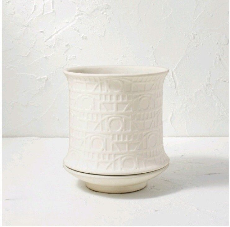 Opalhouse Designed With Jungalow Ceramic Embossed Pattern Planter Matte White