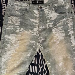 R3BEL Denim Jacquard Distressed Camo Jeans