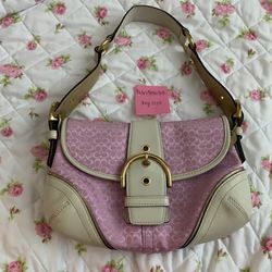 Pink fabric/leather Vintage Coach Soho Hobo Bag (Smaller version)