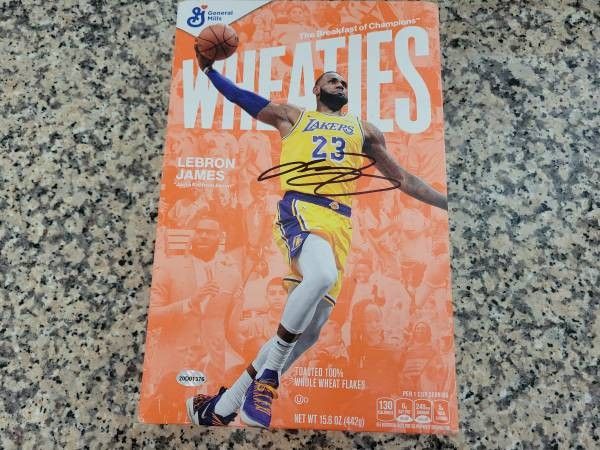 Autographed Wheaties box LeBron James