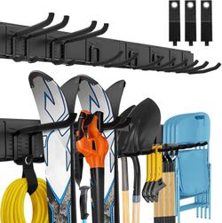 Garage Tool Organizer Wall Mount, 48 Inches Garden Garage Storage Organizer with Adjustable Hooks