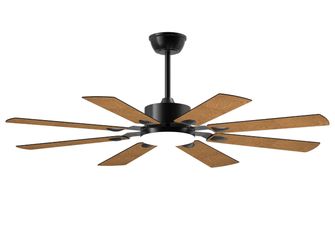 52 Inch Ceiling Fan with Lights and Remote Control, 8 Plywood Blades, 6-Speed Noiseless Reversible DC Motor, Windmill Ceiling fan  Black