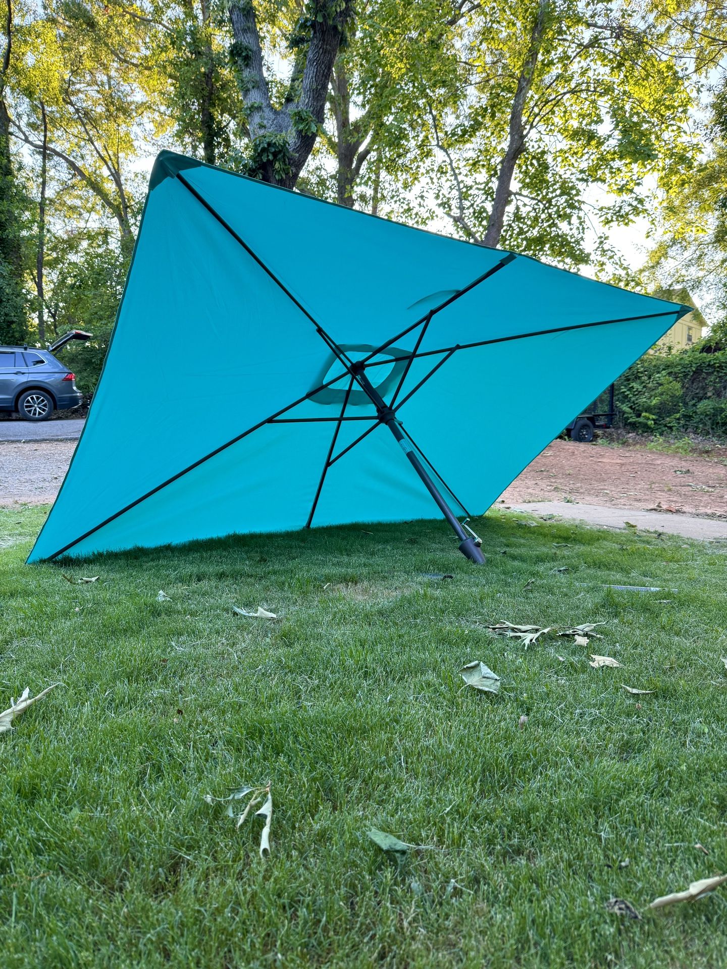 6.5x10 ft Rectangular Patio Umbrellas Outdoor Market Umbrella with Push Button Tilt and Crank