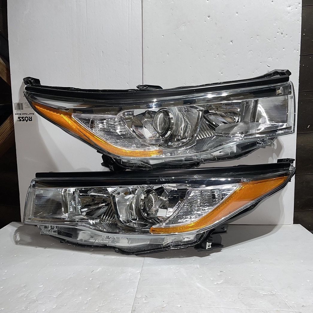 Chrome Headlights Luces Micas calaveras OEM STYLE for 2014 to 2016 Toyota Highlander 
