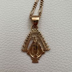 Virgen Del Carmen 18k Pink Gold Necklace