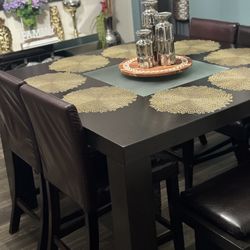 Dining Table With 2 Benches, And 4 Chairs 